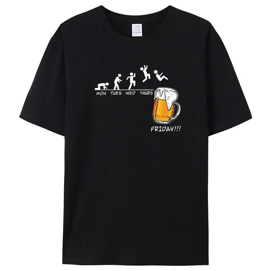 Men's Brand T-shirts Friday Beer Print  Funny Graphic Hip Hop Summer Men Tshirts Streetwear Cotton Harajuku T-Shirt Short Sleeve