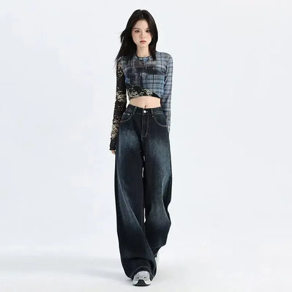 Vintage Baggy High Waist Jeans Women Y2K Wide Leg Oversized Harajuku Popular Fashion Autumn Streetwear Men Jeans Pants