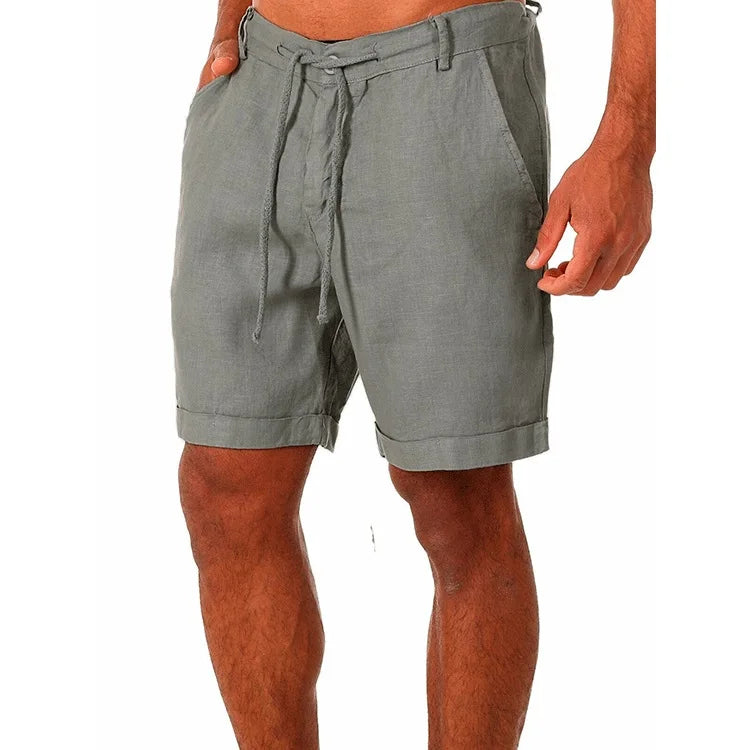 Men's Shorts in Summer New Button Drawstring Fashionable Street Simple Pocket Basic Versatile Casual Five-point Pants