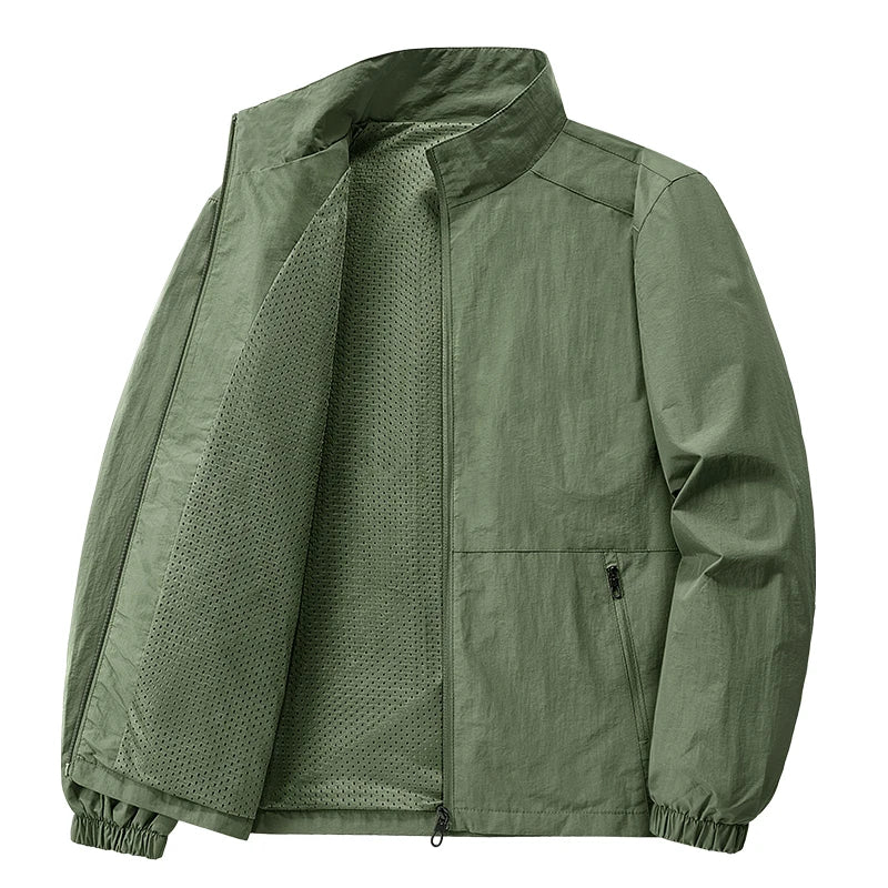 Men's Spring-Autumn Jackets: Breathable, with Pockets, Versatile, Suitable for Outdoor Activities, Stand-up Collar, Casual Style