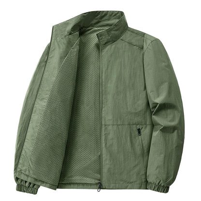 Men's Spring-Autumn Jackets: Breathable, with Pockets, Versatile, Suitable for Outdoor Activities, Stand-up Collar, Casual Style