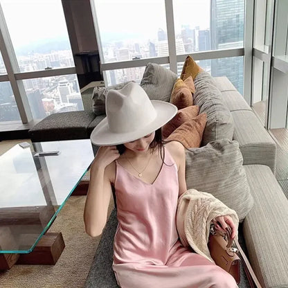 Hat Women Hat LuxuryHats for Men Women Fashion Formal Wedding Decorate Camel Panama Cap Jazz Flat Brim Top Fedora Hat Gorras