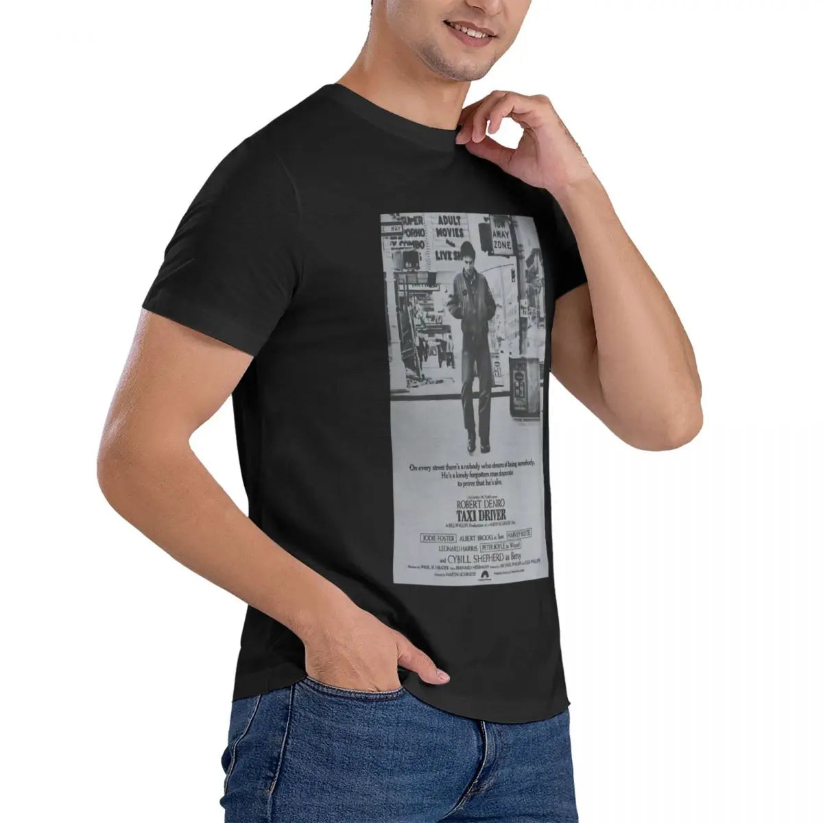 Men's T-Shirts Taxi Driver Poster Humorous Pure Cotton Tees Short Sleeve Robert De Niro T Shirts Crew Neck Tops Original