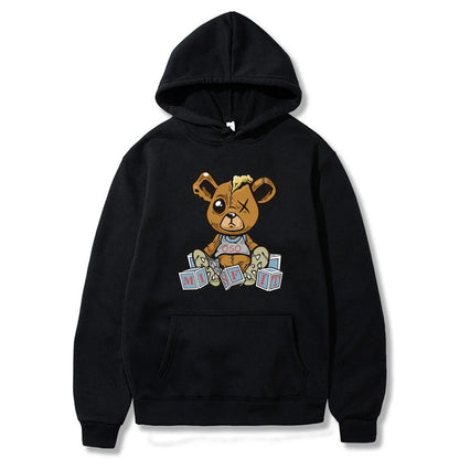 Hoodies Fashion Men Women Top Cute Bear Print Long Sleeve Sweatshirt Casual Loose Blouse Harajuku Pullover All-match Streetwear
