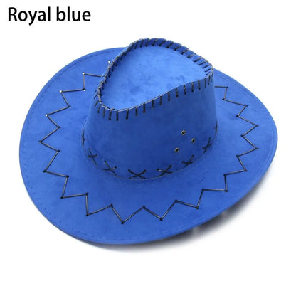 Vintage Wide Brim Cowboy Hat Women Men Dress Dance Party Stage Performance Jazz Cap Panama Fedora Hat