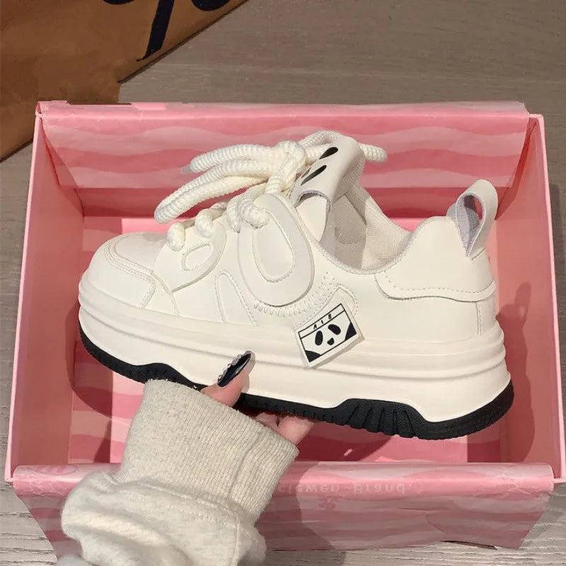 Women Pu Leather Platform Sneakers 2025 Autumn Fashion Anti Slip Thick Bottom Sport Shoes Flats Casual Vulcanized Shoes