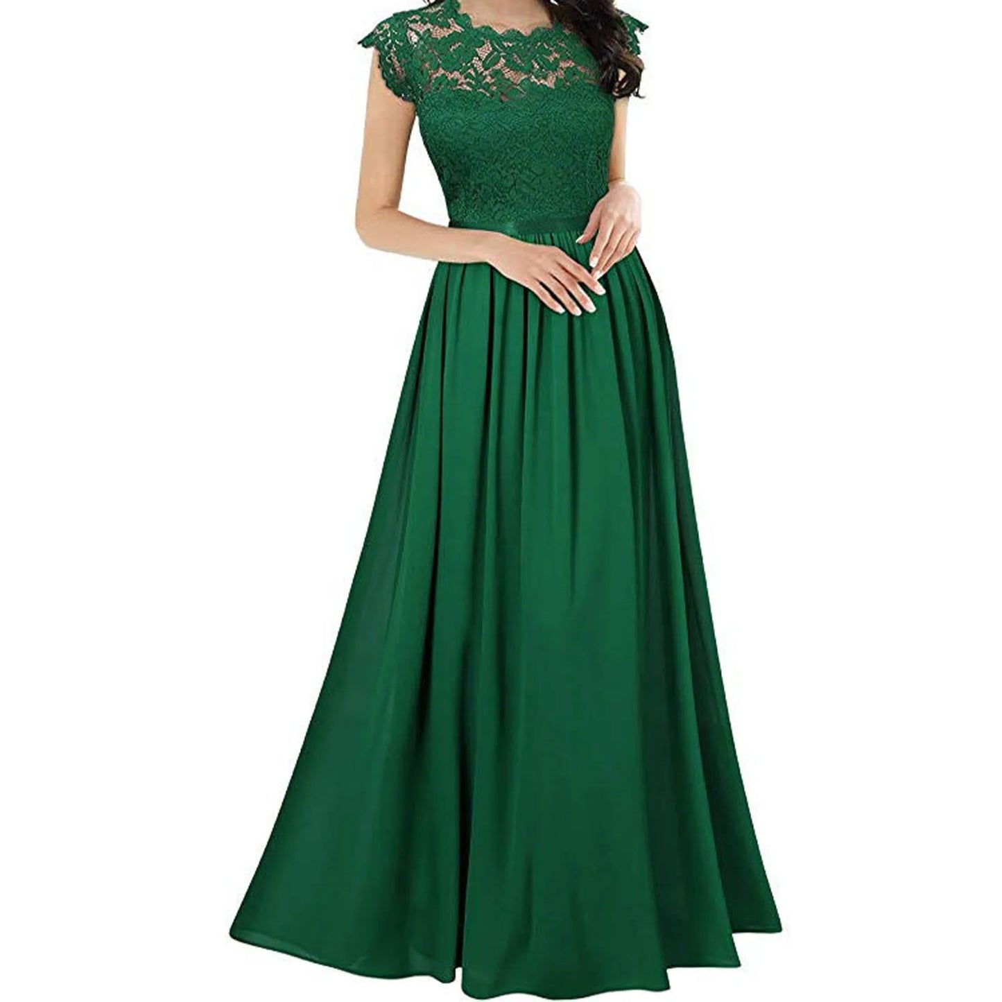 Wedding Dress Women Round Neck Short Sleeve High Waist Evening Long Dresses Lace Floral Gown Party Elegant Vestidos 2025