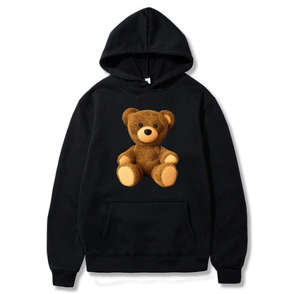 Hoodies Fashion Men Women Top Cute Bear Print Long Sleeve Sweatshirt Casual Loose Blouse Harajuku Pullover All-match Streetwear