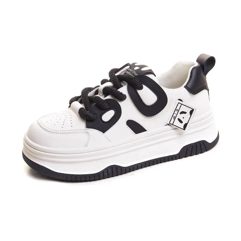 Women Pu Leather Platform Sneakers 2025 Autumn Fashion Anti Slip Thick Bottom Sport Shoes Flats Casual Vulcanized Shoes