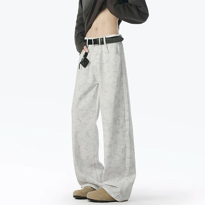 Men's High Street Style Elastic Waist Jeans Floor-Length Loose Fit Spring New Arrival Fashionable Casual Men's Denim Pants