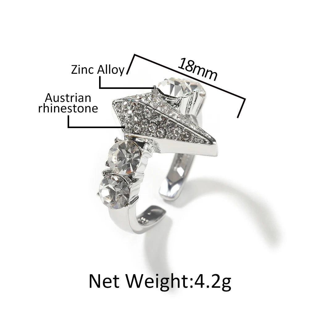 Hip Hop Iced Out Resizable Ring Full Rhinestonesbling Luxury New In Black Purple Rings Adjustable Size Jewelry For Women Men