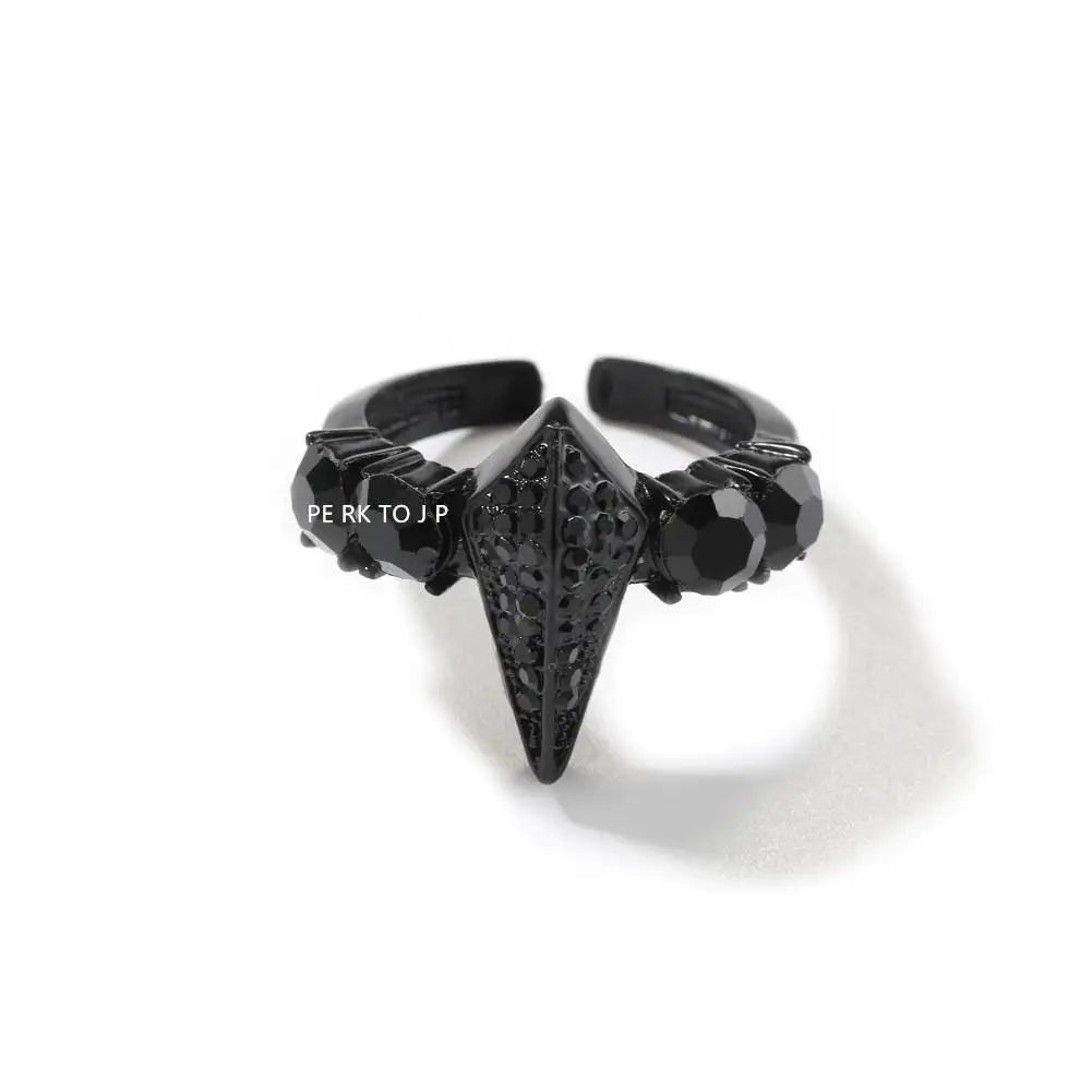 Hip Hop Iced Out Resizable Ring Full Rhinestonesbling Luxury New In Black Purple Rings Adjustable Size Jewelry For Women Men