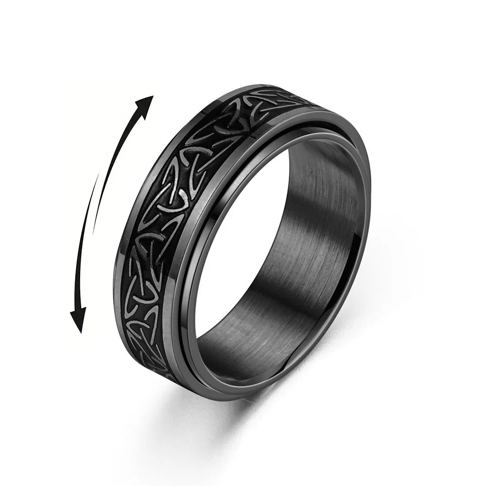 Viking Celtic Knot Rune Rings For Men Rotating Stainless Steel Anti St ...