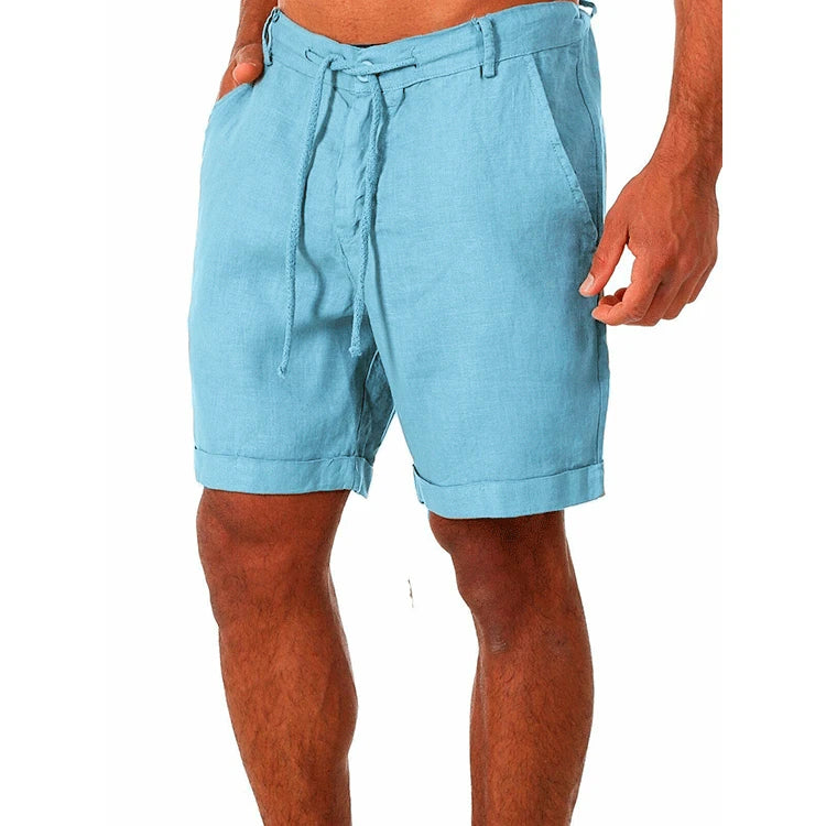 Men's Shorts in Summer New Button Drawstring Fashionable Street Simple Pocket Basic Versatile Casual Five-point Pants