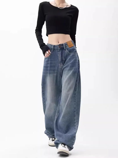 High Waist Wide Leg Jeans Straight Bootcut Women Trousers for Pear Shaped Body Slimming Long Pants Autumn Black Blue Jeans Woman