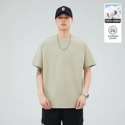 Man t Shirts 100 % Cotton High Quality New Summer Brand Tops Classic Plain Round Neck Short Sleeve Casual Fashion Men Clothes