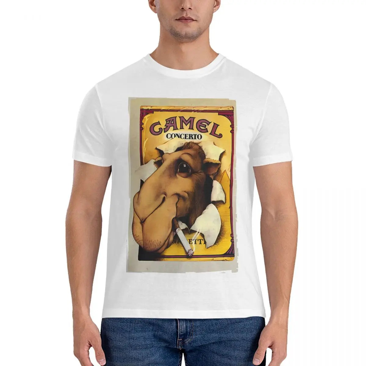 Men's T-Shirts Cigarettes New Humor Cotton Tee Shirt Short Sleeve Camel T Shirts Crewneck Tops Birthday Present