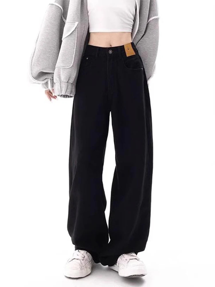 High Waist Wide Leg Jeans Straight Bootcut Women Trousers for Pear Shaped Body Slimming Long Pants Autumn Black Blue Jeans Woman