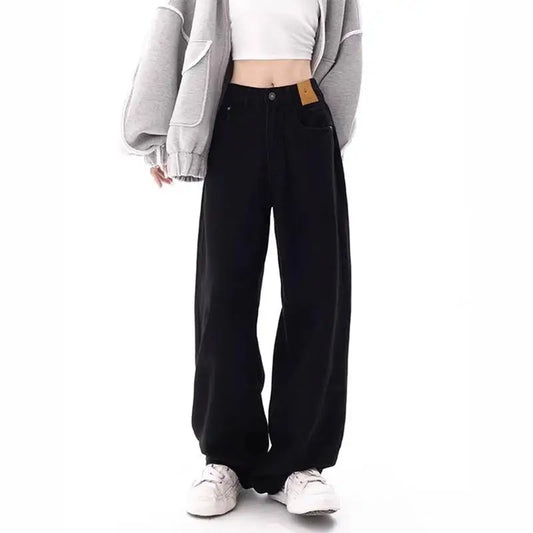 High Waist Wide Leg Jeans Straight Bootcut Women Trousers for Pear Shaped Body Slimming Long Pants Autumn Black Blue Jeans Woman
