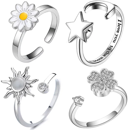 Rotatable Adjustable Rings for Women Men Relax Ring Aesthetic Jewelry Gift Fashion Ring A 2PCS