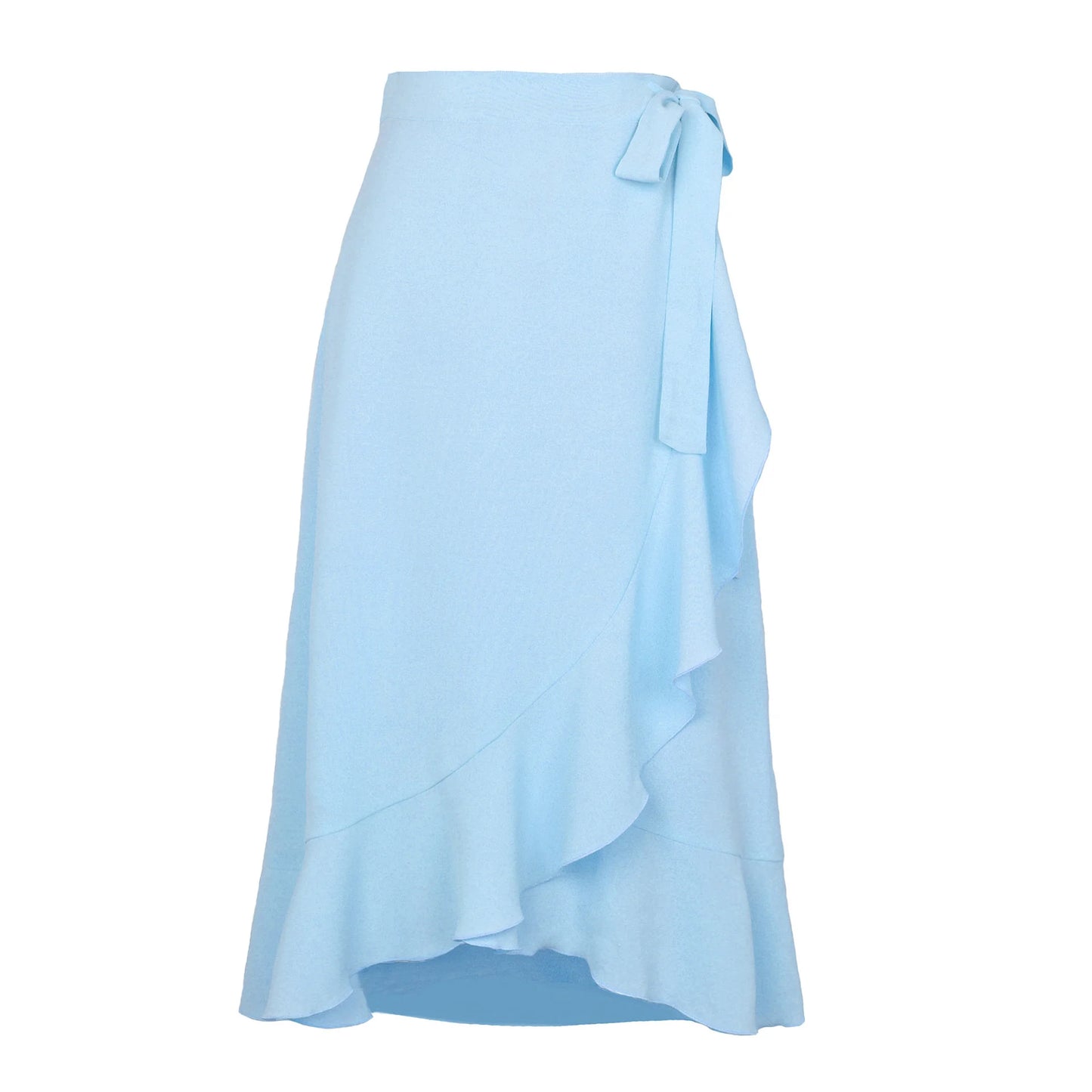 Long Skirts For Womens 2025 Summer Fashion Lace Up Ruffles Solid Color High Waist Bodycon Skirt Female Casual Chiffon Skirt
