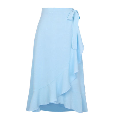 Long Skirts For Womens 2025 Summer Fashion Lace Up Ruffles Solid Color High Waist Bodycon Skirt Female Casual Chiffon Skirt