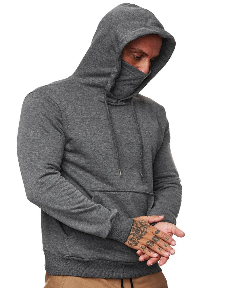 Hoodies Sweatshirts Men's Slim Hooded Sweatshirt with Mask Large Pocket Long Sleeve Pullover Men Tops Cosplay Clothing