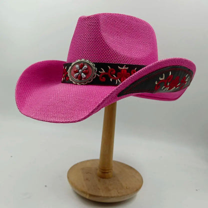 hats straw cowgirl western hat  mexican hat  retro curling hat western cowboy hat outdoor riding hat travel sports hat