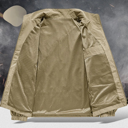 Men's Spring-Autumn Jackets: Breathable, with Pockets, Versatile, Suitable for Outdoor Activities, Stand-up Collar, Casual Style