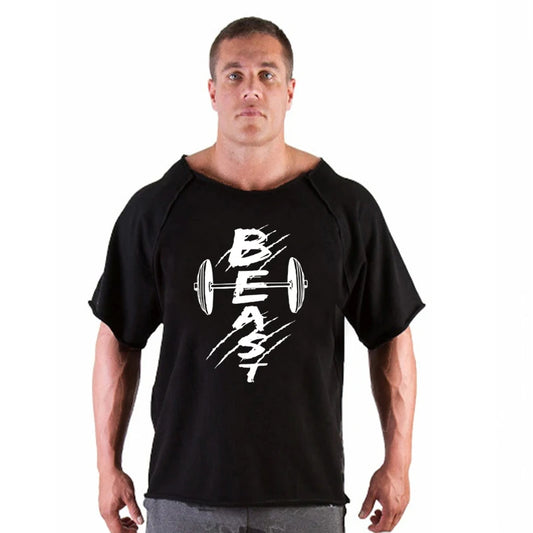 Men's T Shirts Fitness Men Bodybuilding Shirt Batwing Sleeve Rag shirt Gym Fitness Muscle Running T shirt