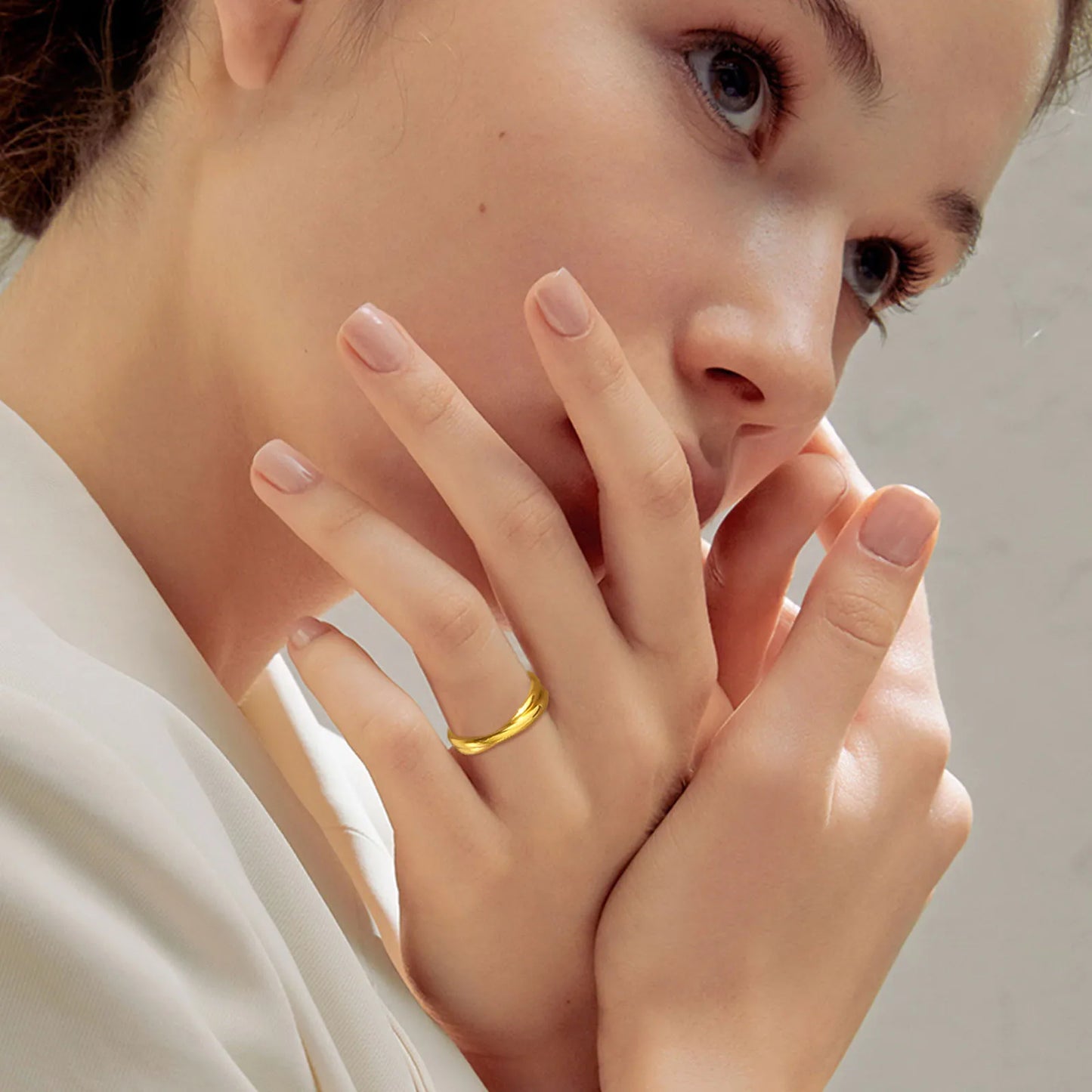 Contemporary Interlocked Rolling Rings for Women Party Jewelry, Gold Color Stainless Steel Circle Stackable Finger Band