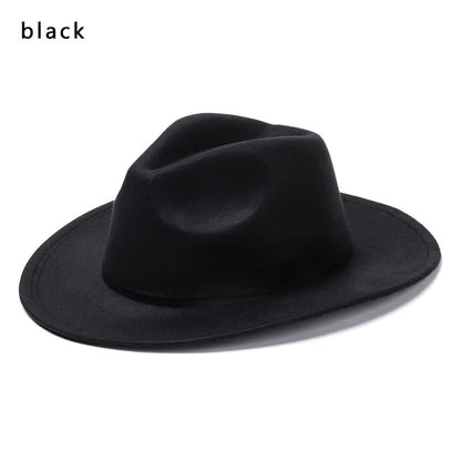 Vintage Wide Brim Cowboy Hat Women Men Dress Dance Party Stage Performance Jazz Cap Panama Fedora Hat