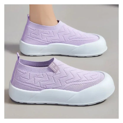 Women's Comfort Mother Shoes Soft PU Sole Breathable Lightweight Casual Walking Shoes Thick Cushion Non-Slip Fashion