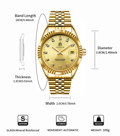 TEVISE  Automatic Mechanical Watch for Men for Women Date Stainless Steel Fashion Business Casual Watch Waterproof
