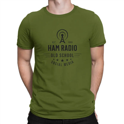 OLD School T-Shirts for Men Ham Radio Operator Funny 100% Cotton Tees O Neck Short Sleeve T Shirts Graphic Tops