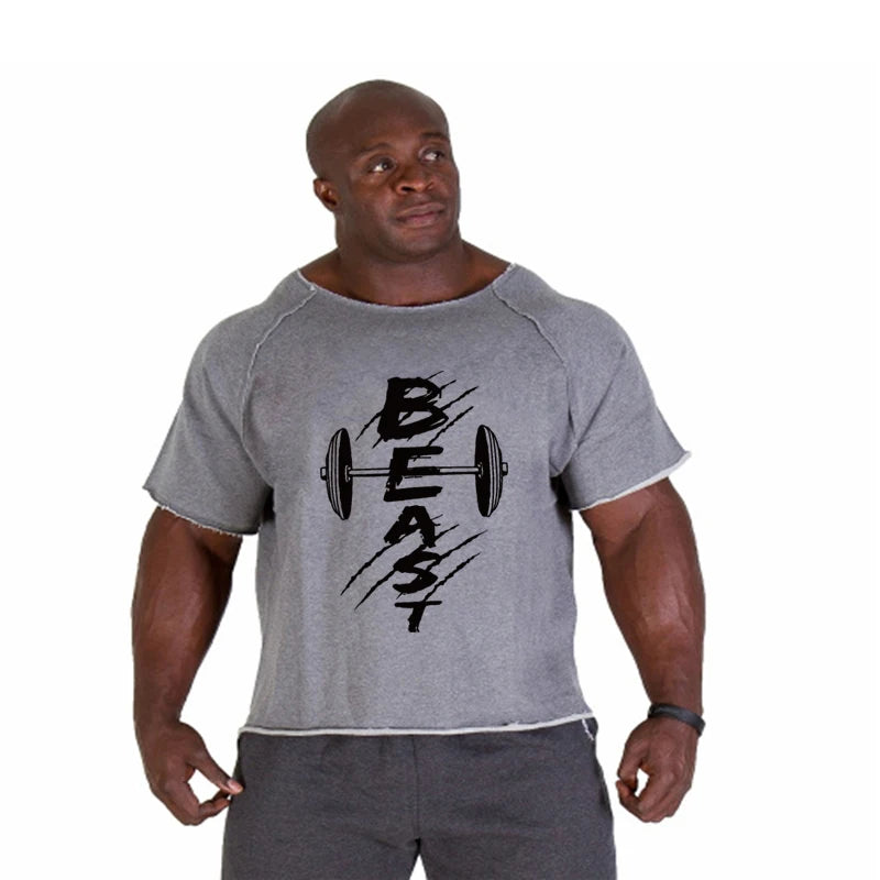 Men's T Shirts Fitness Men Bodybuilding Shirt Batwing Sleeve Rag shirt Gym Fitness Muscle Running T shirt