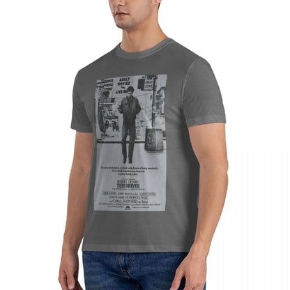 Men's T-Shirts Taxi Driver Poster Humorous Pure Cotton Tees Short Sleeve Robert De Niro T Shirts Crew Neck Tops Original