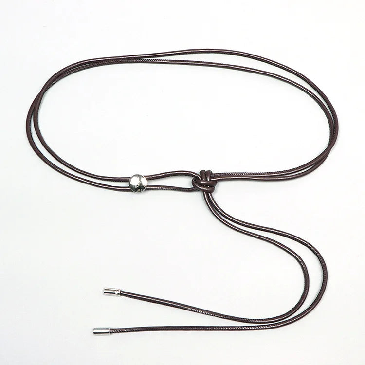 New Soft Knotted Thin Waistband for Women's Dress with Simple and Versatile Belt Decoration, Waist Rope with Dress Leather Rope