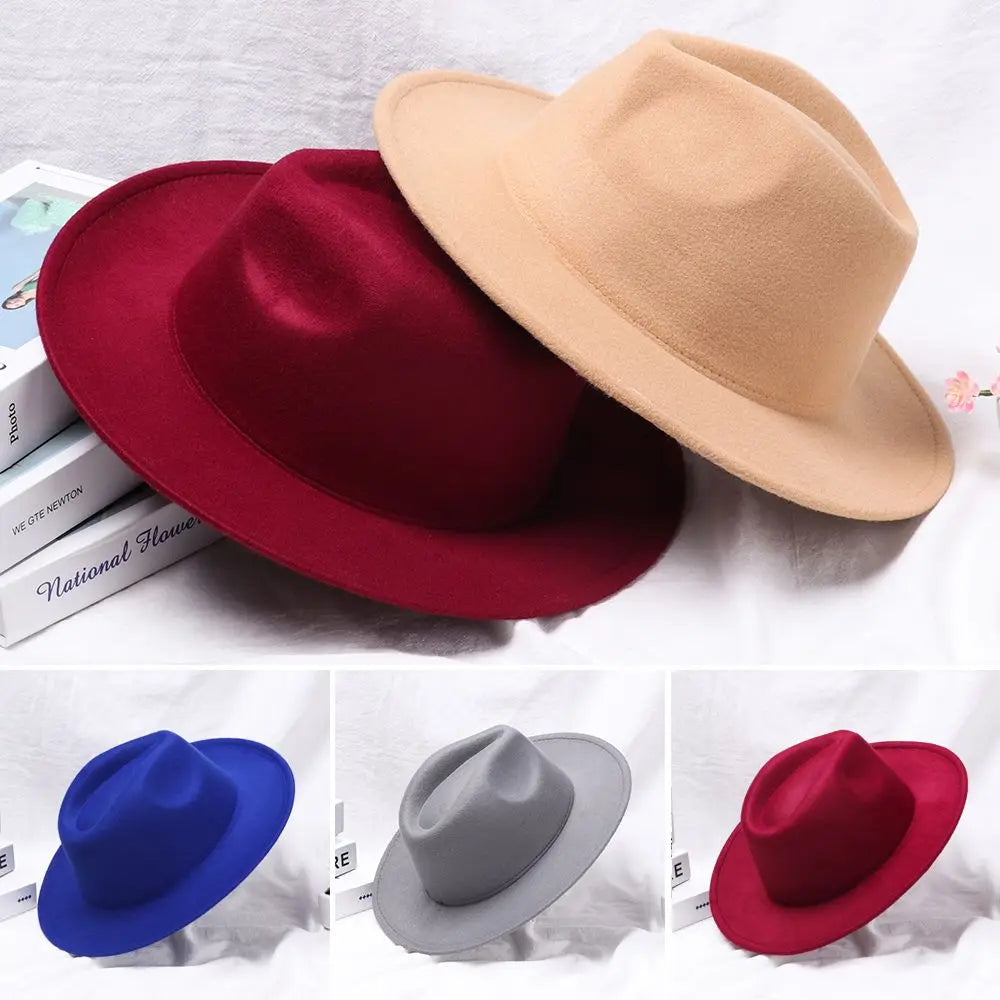 Vintage Wide Brim Cowboy Hat Women Men Dress Dance Party Stage Performance Jazz Cap Panama Fedora Hat