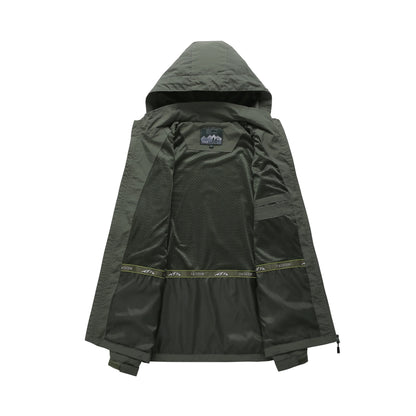 Men Outdoor Hiking Jackets Waterproof Hooded Windbreaker Coat Men 2023 Autumn New Casual Jacket Retro Sports Jackets Men