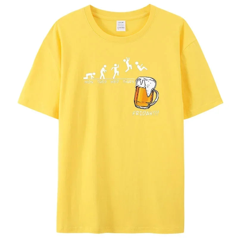 Men's Brand T-shirts Friday Beer Print  Funny Graphic Hip Hop Summer Men Tshirts Streetwear Cotton Harajuku T-Shirt Short Sleeve