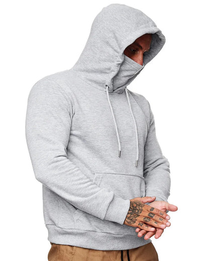 Hoodies Sweatshirts Men's Slim Hooded Sweatshirt with Mask Large Pocket Long Sleeve Pullover Men Tops Cosplay Clothing