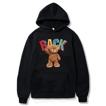 Hoodies Fashion Men Women Top Cute Bear Print Long Sleeve Sweatshirt Casual Loose Blouse Harajuku Pullover All-match Streetwear