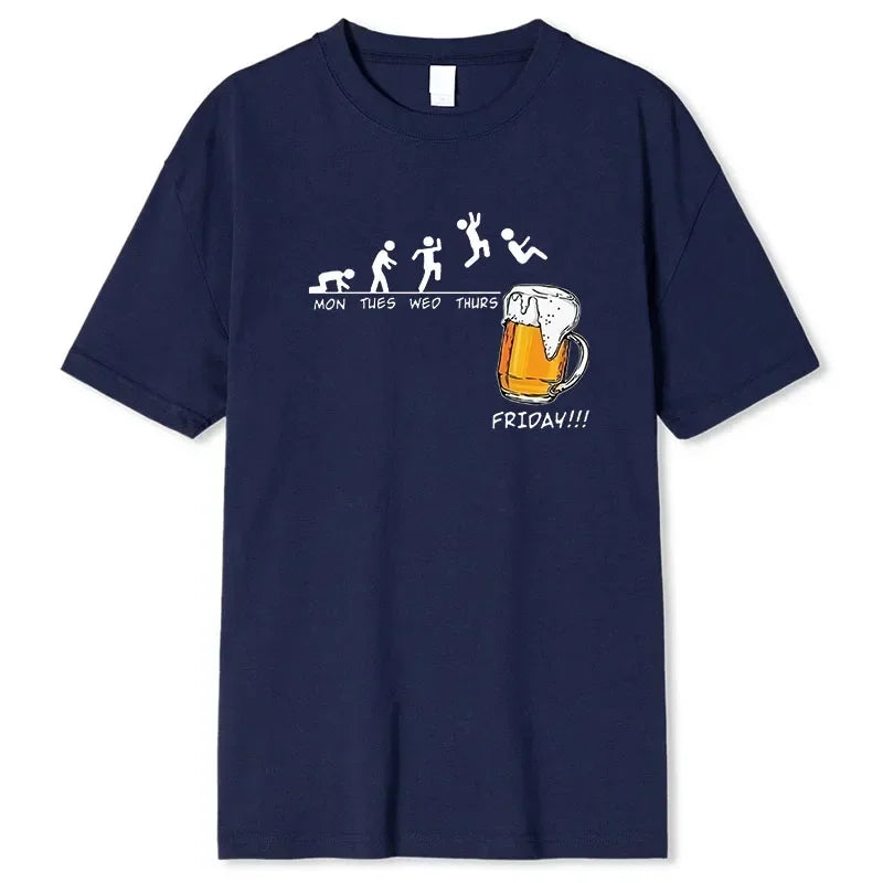 Men's Brand T-shirts Friday Beer Print  Funny Graphic Hip Hop Summer Men Tshirts Streetwear Cotton Harajuku T-Shirt Short Sleeve