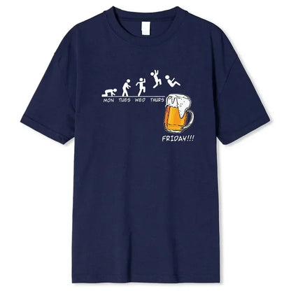 Men's Brand T-shirts Friday Beer Print  Funny Graphic Hip Hop Summer Men Tshirts Streetwear Cotton Harajuku T-Shirt Short Sleeve