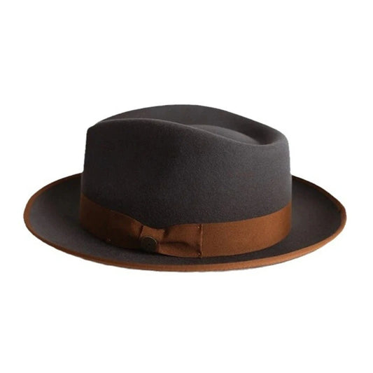 Vintage Bowknot Homburg Panama Hat Victorian Age Western Porkpie Hat Top Hat for Dinner Outdoor Casual Wear