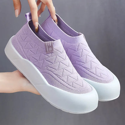 Women's Comfort Mother Shoes Soft PU Sole Breathable Lightweight Casual Walking Shoes Thick Cushion Non-Slip Fashion