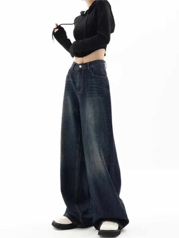 Vintage Baggy High Waist Jeans Women Y2K Wide Leg Oversized Harajuku Popular Fashion Autumn Streetwear Men Jeans Pants