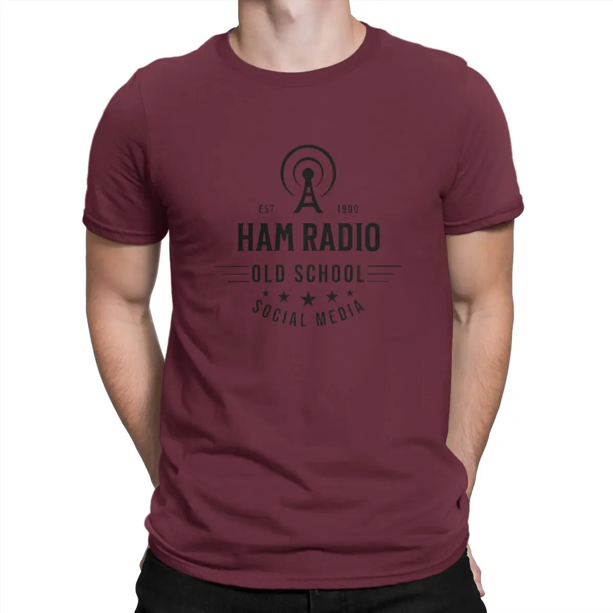 OLD School T-Shirts for Men Ham Radio Operator Funny 100% Cotton Tees O Neck Short Sleeve T Shirts Graphic Tops