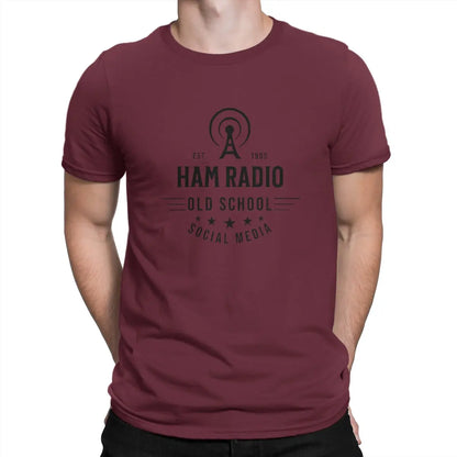 OLD School T-Shirts for Men Ham Radio Operator Funny 100% Cotton Tees O Neck Short Sleeve T Shirts Graphic Tops